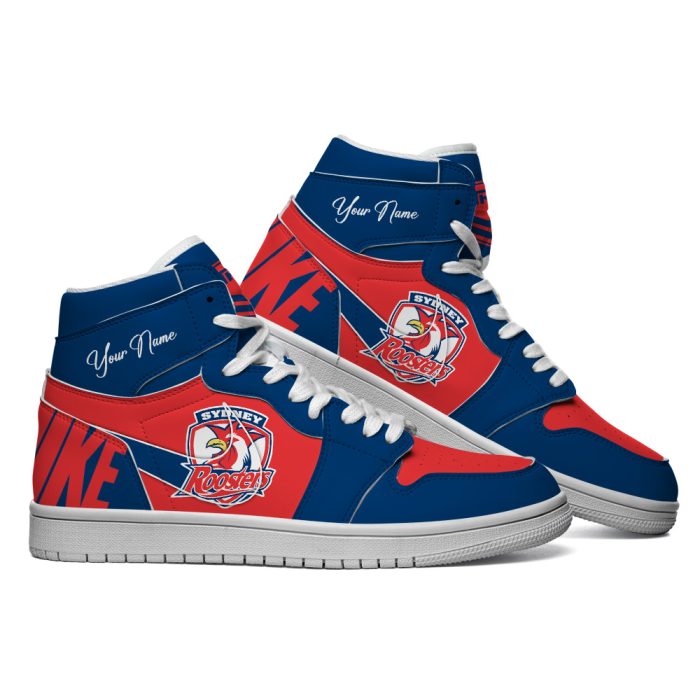 Sydney Roosters Custom Name NRL AJ1 Nike Sneakers High Top Shoes Collection