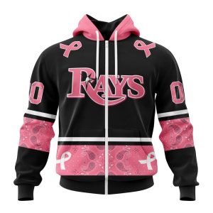 Tampa Bay Rays Specialized Design In Classic Style With Paisley! In October We Wear Pink Breast Cancer Unisex Zip Hoodie