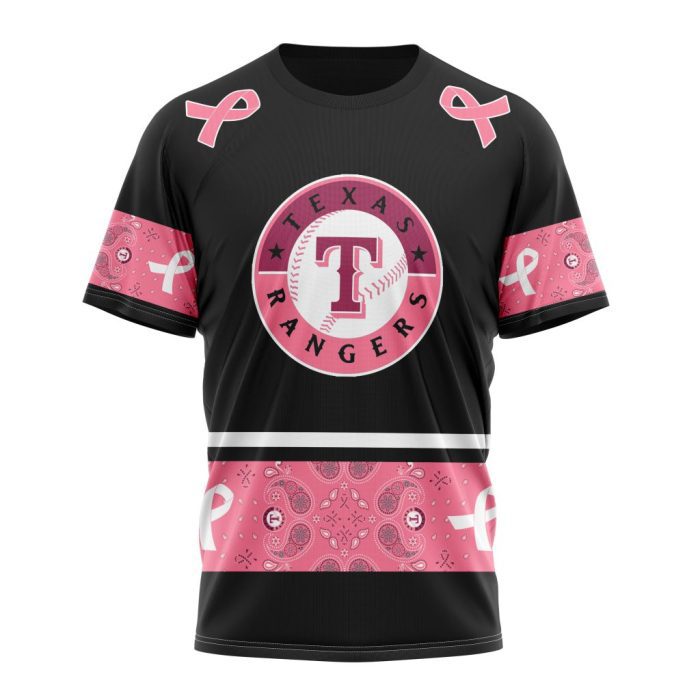 Texas Rangers Specialized Design In Classic Style With Paisley! In October We Wear Pink Breast Cancer Unisex T-Shirt