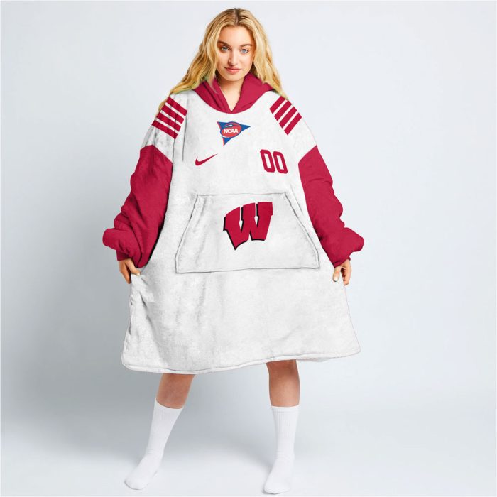 Wisconsin Badgers - Personalize Oodie Blanket Hoodie Wearable Blanket