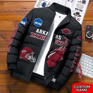 Arkansas Razorbacks NCAA Premium Puffer Down Jacket Personalized Name