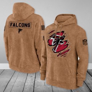 Atlanta Falcons NFL Brown Distressed Logo Salute To Service 2023 3D Hoodie HSL1034