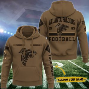 Atlanta Falcons NFL Brown Salute To Service 2023 Veteran 3D Hoodie Custom Your Name HSL1130