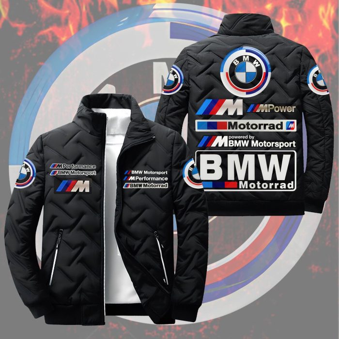 BMW Logo Motorsport Padded Jacket Stand Collar Coats