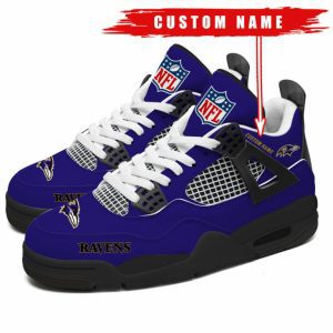 Baltimore Ravens NFL Premium Jordan 4 Sneaker Personalized Name Shoes JD4713