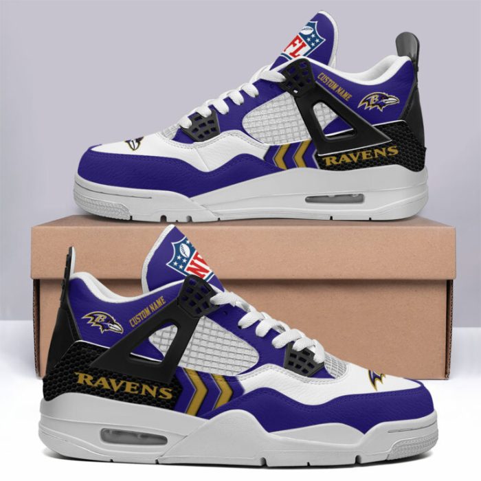 Baltimore Ravens NFL Premium Jordan 4 Sneaker Personalized Name Shoes JD4714