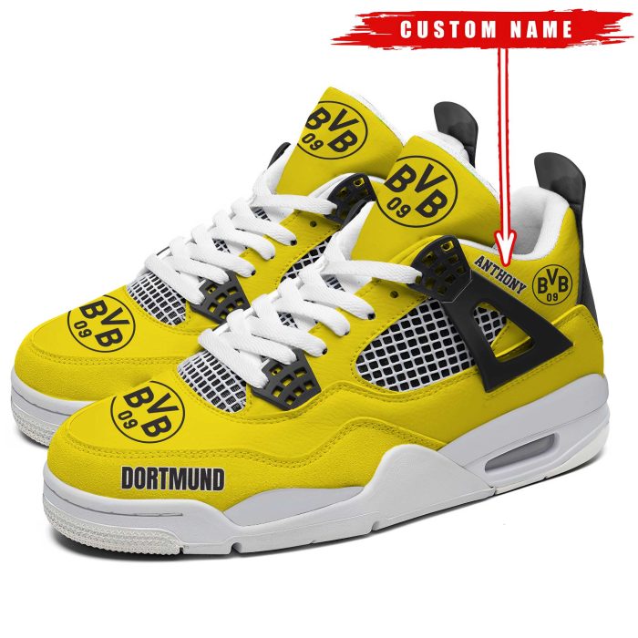 Borussia Dortmund Bundesliga Premium Sneaker Jordan 4 Personalized Name Shoes JD4693