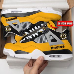 Boston Bruins NHL Premium Jordan 4 Sneaker Personalized Name Shoes JD4646