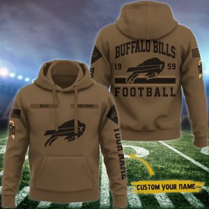 Buffalo Bills NFL Brown Salute To Service 2023 Veteran 3D Hoodie Custom Your Name HSL1132