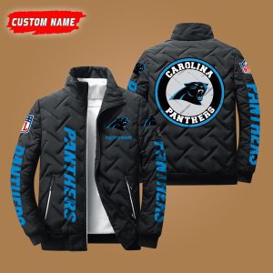 Carolina Panthers NFL Premium Personalized Name Padded Jacket Stand Collar Coats