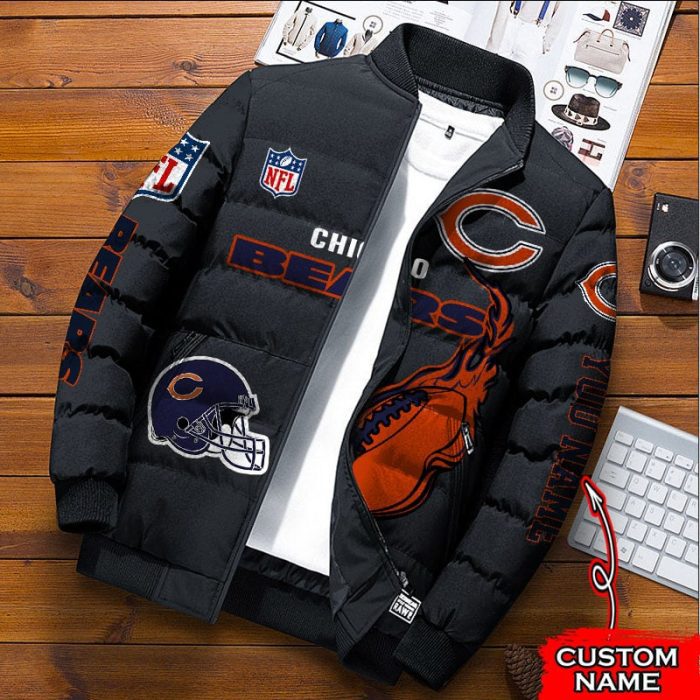 Chicago Bears NFL Premium Puffer Down Jacket Personalized Name