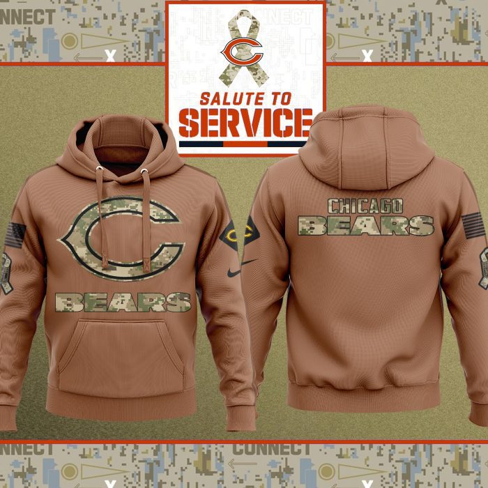 Chicago Bears NFL Salute To Service 2023 Veteran New Logo 3D Hoodie HSL1070