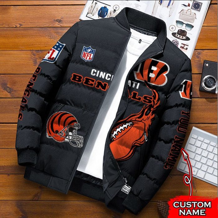 Cincinnati Bengals NFL Premium Puffer Down Jacket Personalized Name