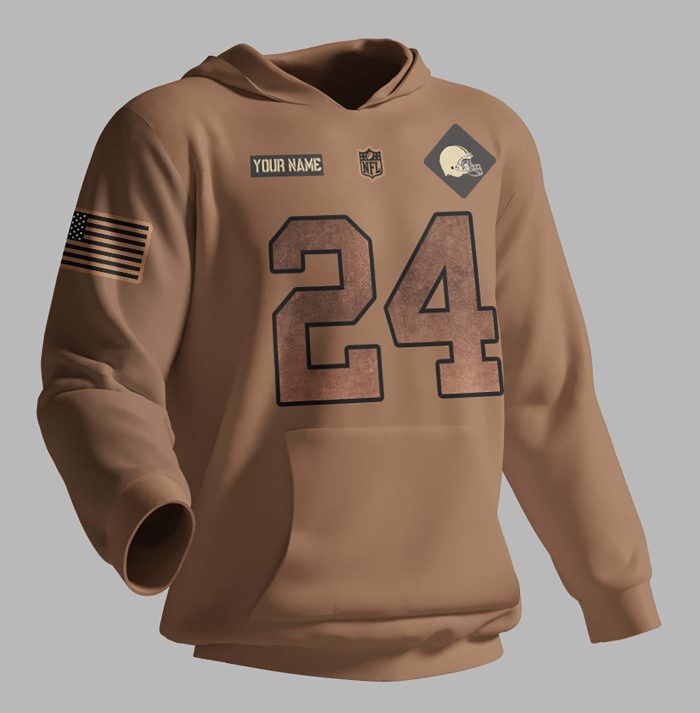 Cleveland Browns NFL 2023 Salute To Service Custom Name And Number 3D Hoodie HSL1008