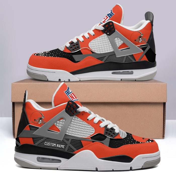 Cleveland Browns NFL Premium Jordan 4 Sneaker Personalized Name Shoes JD4619