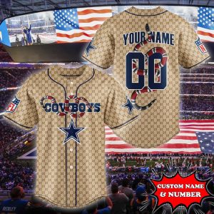 Dallas Cowboys Baseball Jersey Gucci NFL Custom Name & Number