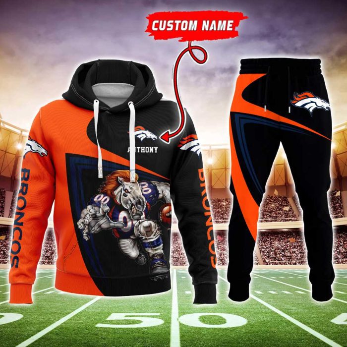 Denver Broncos NFL Mascot Premium Sport 3D Hoodie & Jogger Personalized Name CHJ1293