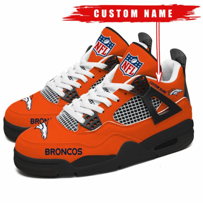 Denver Broncos NFL Premium Jordan 4 Sneaker Personalized Name Shoes JD4727