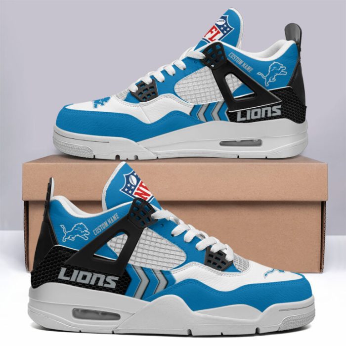 Detroit Lions NFL Premium Jordan 4 Sneaker Personalized Name Shoes JD4730