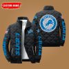 Detroit Lions NFL Premium Personalized Name Padded Jacket Stand Collar Coats