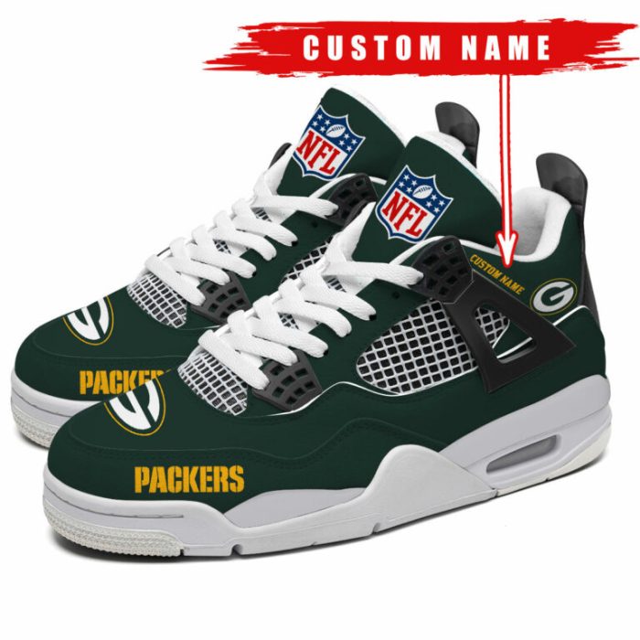 Green Bay Packers NFL Premium Jordan 4 Sneaker Personalized Name Shoes JD4731