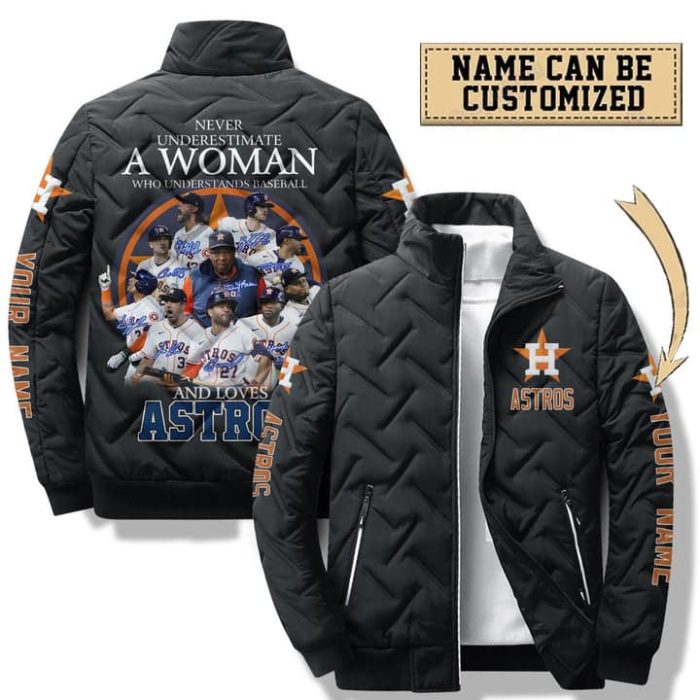 Houston Astros Padded Jacket Stand Collar Coats