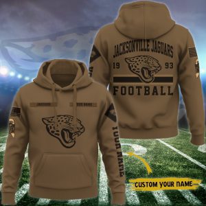 Jacksonville Jaguars NFL Brown Salute To Service 2023 Veteran 3D Hoodie Custom Your Name HSL1143