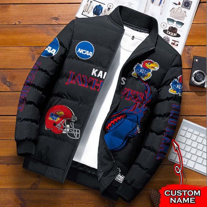 Kansas Jayhawks NCAA Premium Puffer Down Jacket Personalized Name