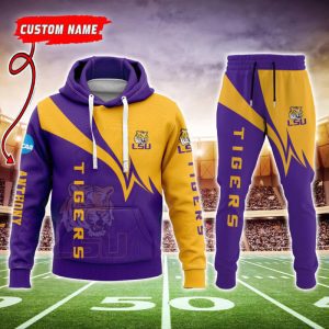 LSU Tigers NCAA Premium Sport 3D Hoodie & Jogger Personalized Name CHJ1058