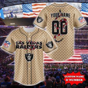 Las Vegas Raiders Baseball Jersey Gucci NFL Custom Name & Number