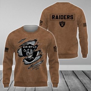 Las Vegas Raiders NFL Brown Distressed Logo Salute To Service 2023 3D Print Unisex Sweatshirt