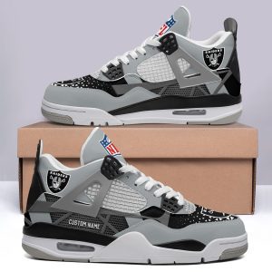 Las Vegas Raiders NFL Premium Jordan 4 Sneaker Personalized Name Shoes JD4596