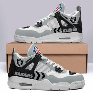 Las Vegas Raiders NFL Premium Jordan 4 Sneaker Personalized Name Shoes JD4742