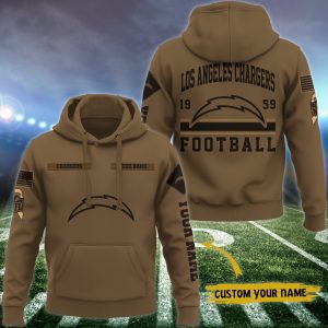 Los Angeles Chargers NFL Brown Salute To Service 2023 Veteran 3D Hoodie Custom Your Name HSL1146