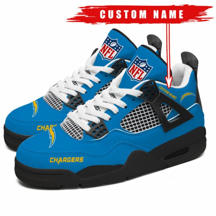 Los Angeles Chargers NFL Premium Jordan 4 Sneaker Personalized Name Shoes JD4743