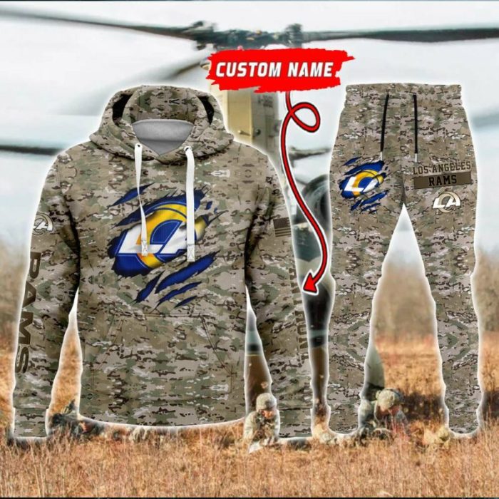 Los Angeles Rams NFL Camo Premium Sport 3D Hoodie & Jogger Personalized Name CHJ1220