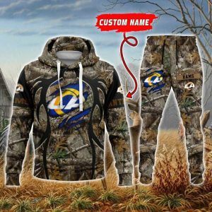 Los Angeles Rams NFL Hunting Camo Premium Sport 3D Hoodie & Jogger Personalized Name CHJ1221