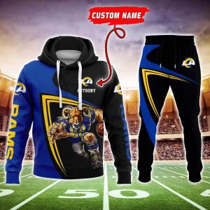 Los Angeles Rams NFL Mascot Premium Sport 3D Hoodie & Jogger Personalized Name CHJ1338
