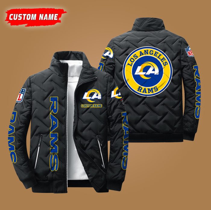Los Angeles Rams NFL Premium Personalized Name Padded Jacket Stand Collar Coats