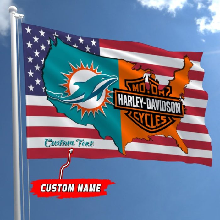 Miami Dolphins NFL Harley Davidson Fly Flag Outdoor Flag FI480