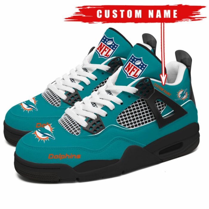 Miami Dolphins NFL Premium Jordan 4 Sneaker Personalized Name Shoes JD4747