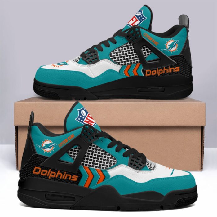 Miami Dolphins NFL Premium Jordan 4 Sneaker Personalized Name Shoes JD4748