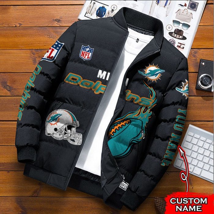 Miami Dolphins NFL Premium Puffer Down Jacket Personalized Name