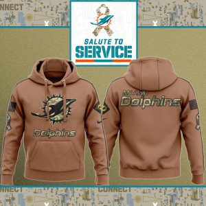 Miami Dolphins NFL Salute To Service 2023 Veteran New Logo 3D Hoodie HSL1084
