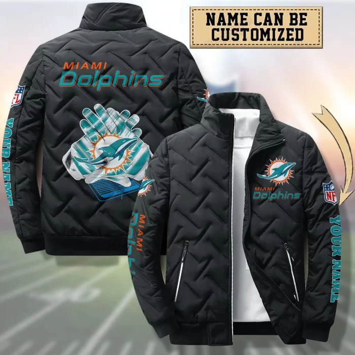Miami Dolphins Padded Jacket Stand Collar Coats