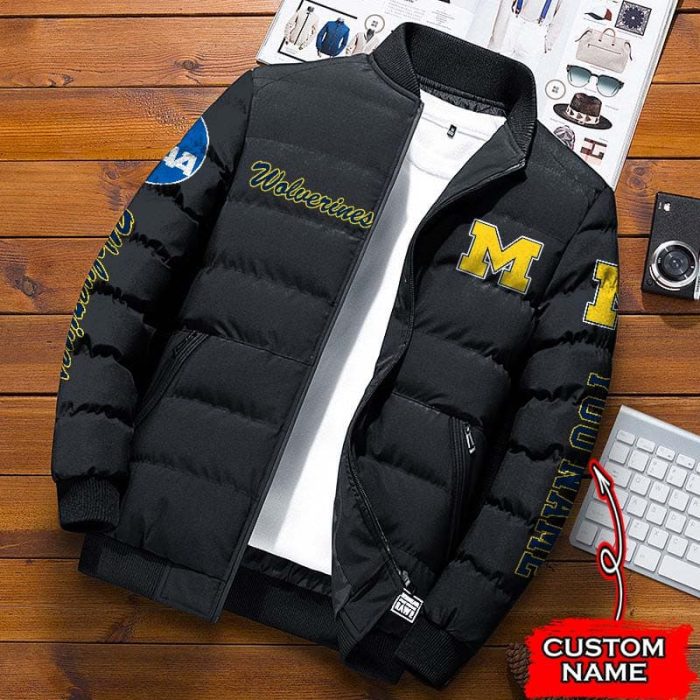 Michigan Wolverines NCAA Premium Puffer Down Jacket Personalized Name