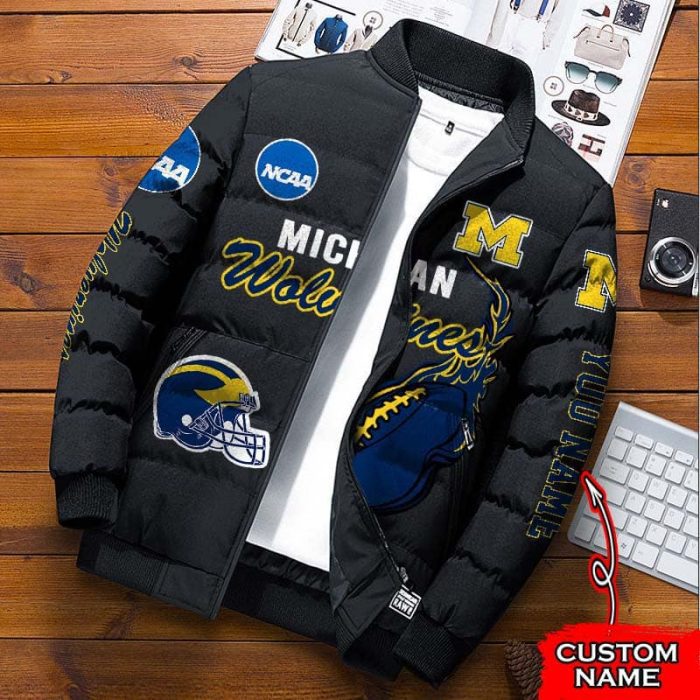 Michigan Wolverines NCAA Premium Puffer Down Jacket Personalized Name