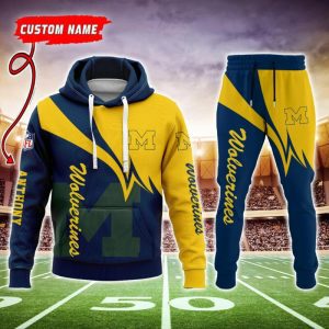 Michigan Wolverines NCAA Premium Sport 3D Hoodie & Jogger Personalized Name CHJ1116