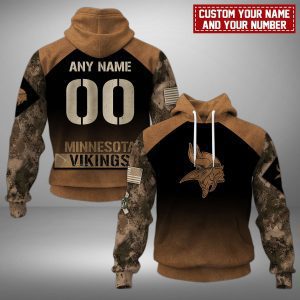 Minnesota Vikings NFL Camo Veterans Personalized Mixed 3D Hoodie HSL1117
