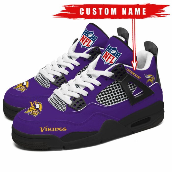 Minnesota Vikings NFL Premium Jordan 4 Sneaker Personalized Name Shoes JD4749